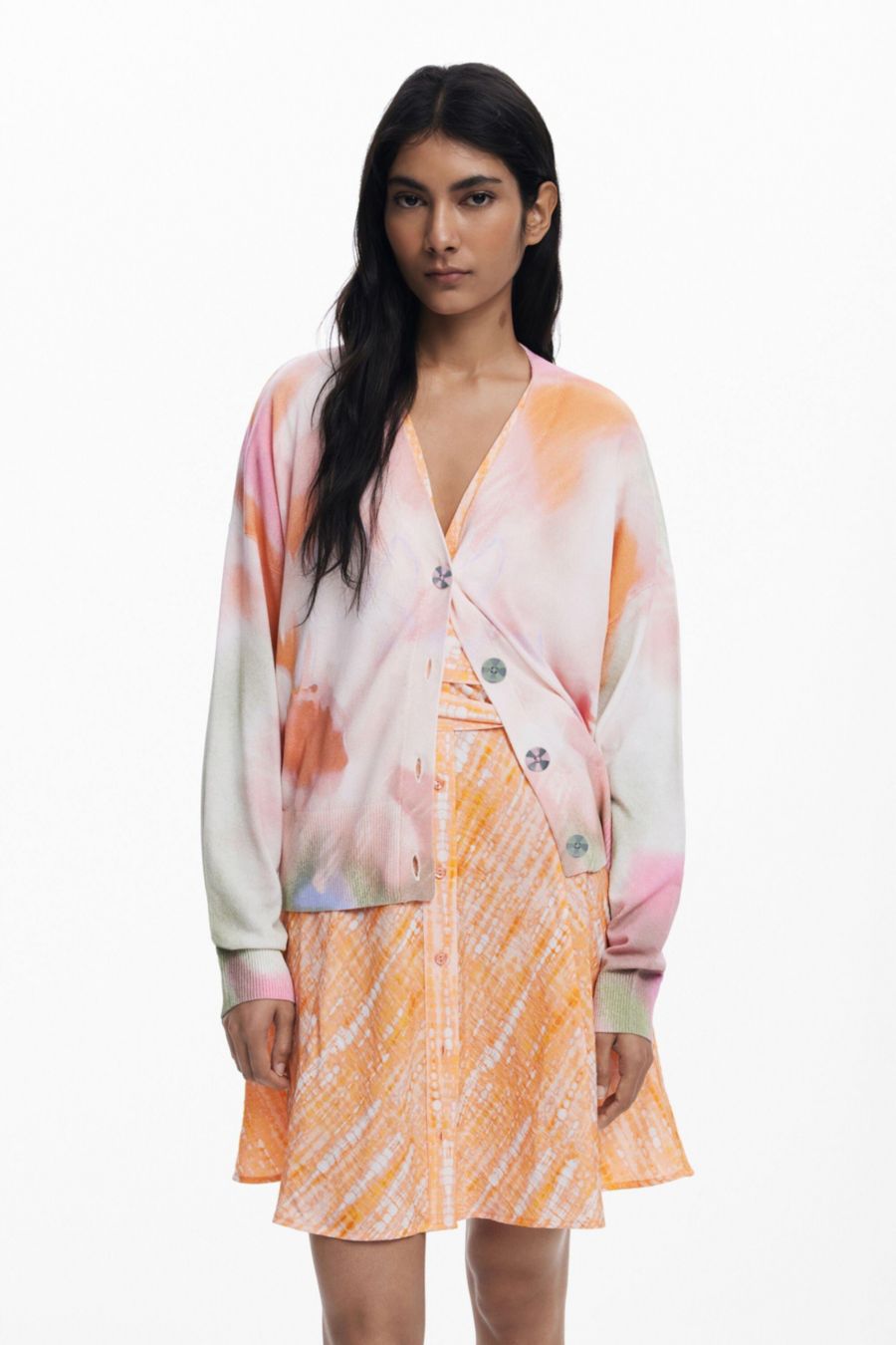 

Женский кардиган с цветочным принтом в стиле тай-дай Desigual, Off white