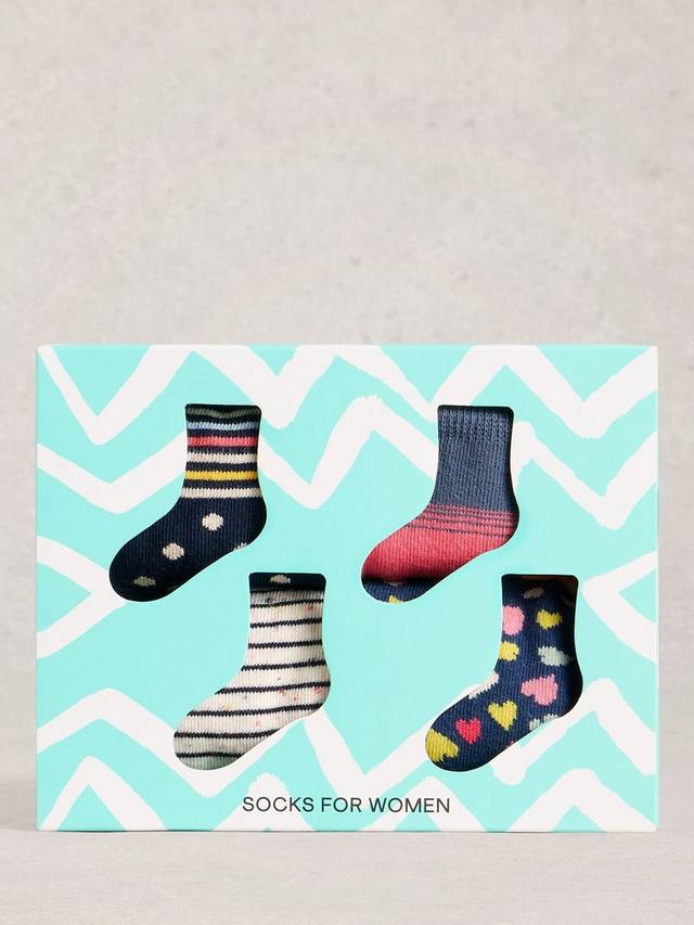 

Носочки с сердечками и полосками White Stuff, Pack of 4, Navy/Multi