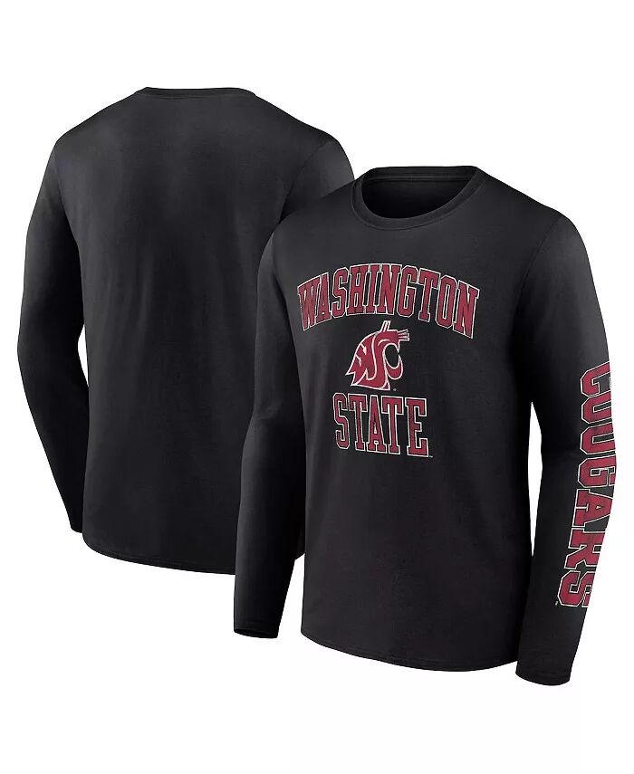 

Мужская черная футболка Washington State Cougars с длинным рукавом и логотипом Arch Over Fanatics