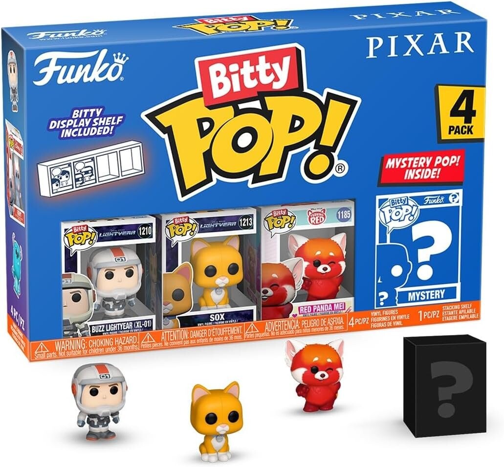 

Funko POP! Носки Pixar Bitty Pop, 4 шт., 2,5 см, Lightyear Red Panda Mei