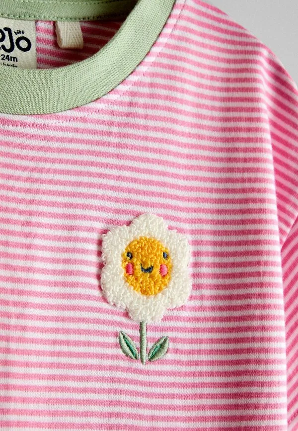 Футболка свободного кроя в полоску, стандартного кроя. футболка с принтом Jojo Maman Bébé, Pink Daisy — фото 3