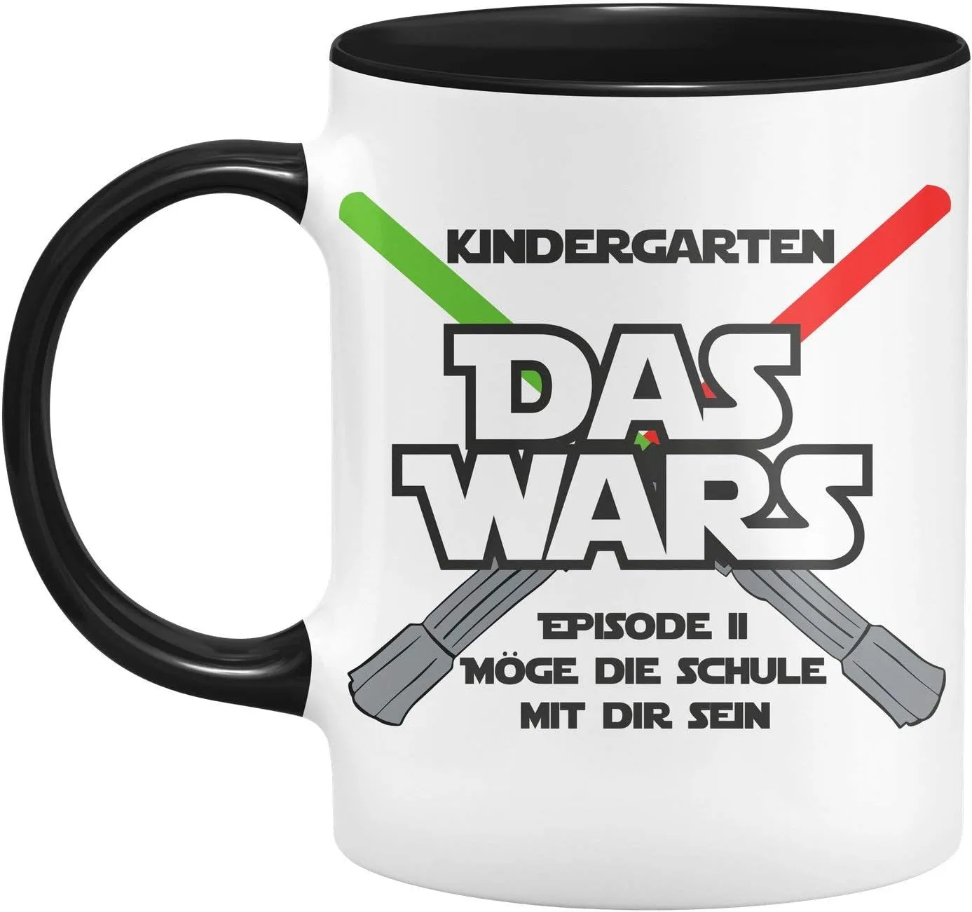 Кружка "Первый день в школе" – детский сад, серия DAS WARS, эпизод 2, "Да пребудет с тобой школа" – подарок на первый день в школе, для мальчиков (Black) Tassenbrennerei — фото 2