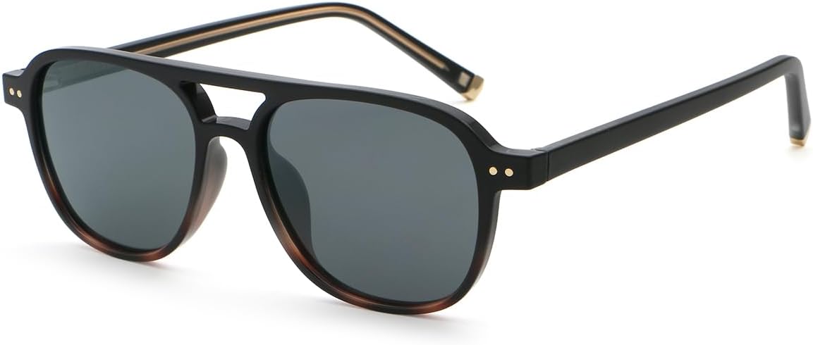 

Мужские поляризованные солнцезащитные очки в стиле ретро, ​​женские с ацетатными дужками, унисекс, с двойной перемычкой, квадратные солнцезащитные очки UV400 weiyuchen, Black Leopard Grey