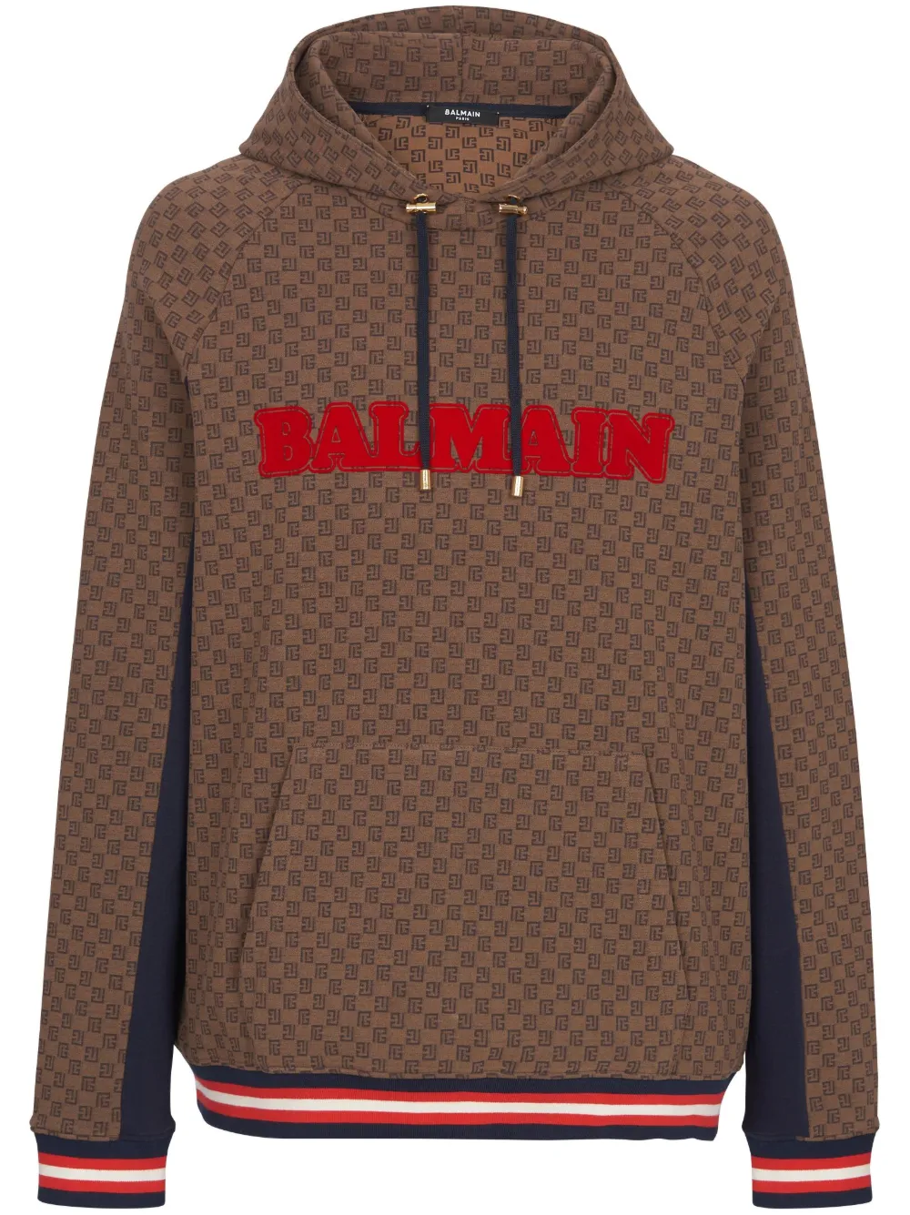 

Жаккардовое худи с монограммой BALMAIN, коричневый