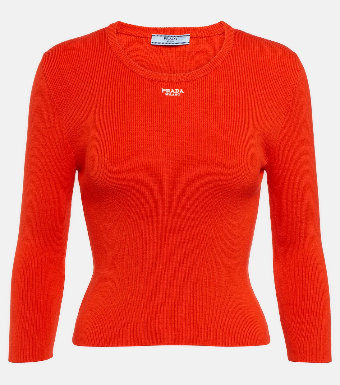 

Свитер из хлопковой смеси с рельефной вязкой Logo Prada, Lacca