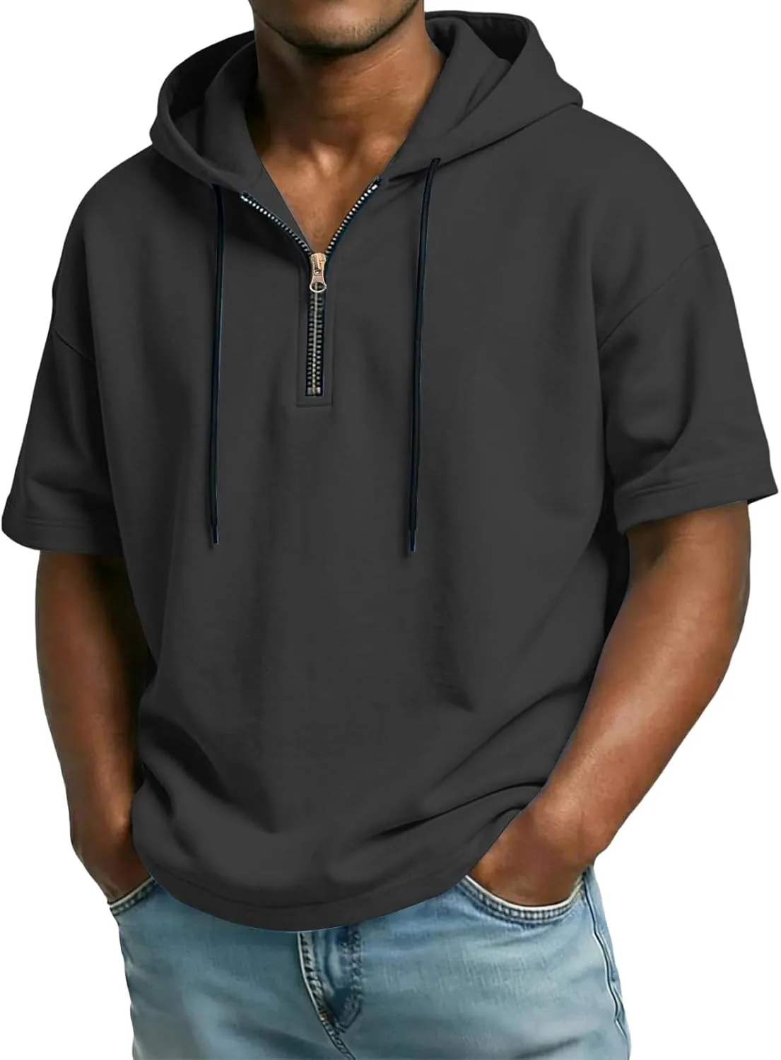 

Мужская толстовка с коротким рукавом и четверть-молнией