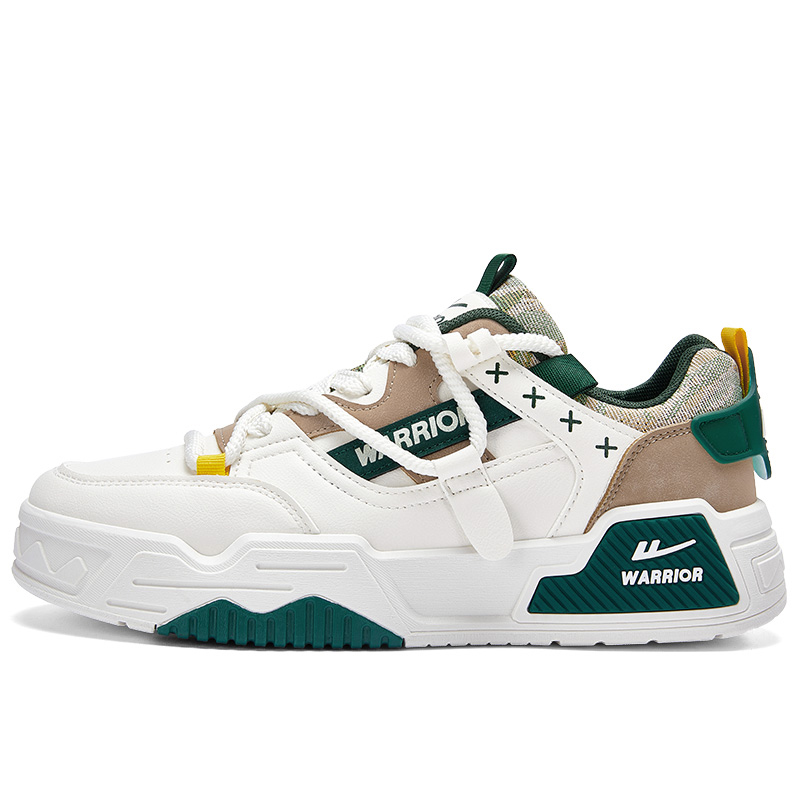 

Мужские скейтерские кроссовки Warrior низкие бежево-зеленые