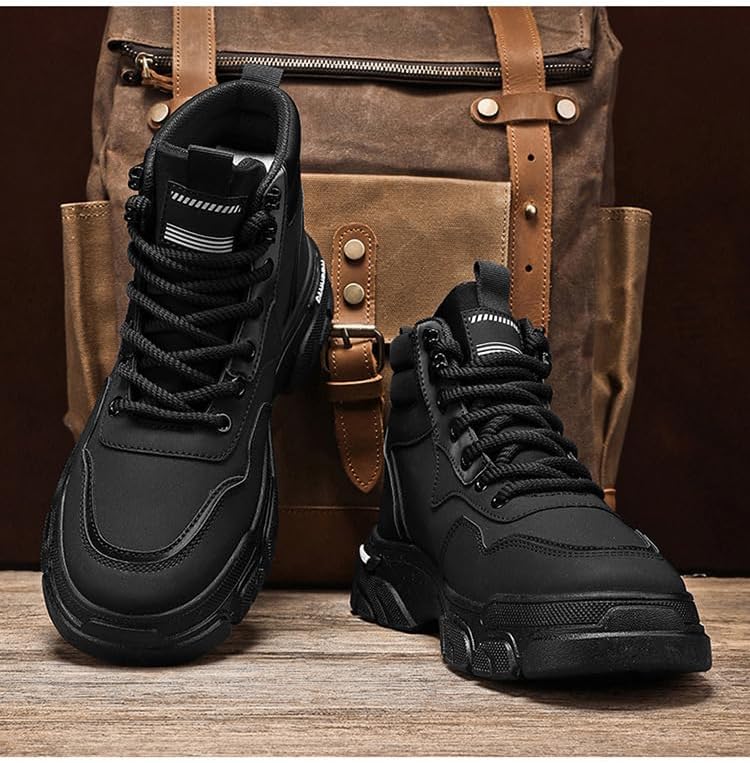 Мужские походные ботинки на шнуровке, Botas Deportivas Para Hombre, высокие ботильоны, модная, стильная, повседневная, удобная обувь для прогулок на открытом воздухе, легкая, дышащая Lokolucx, черный — фото 2