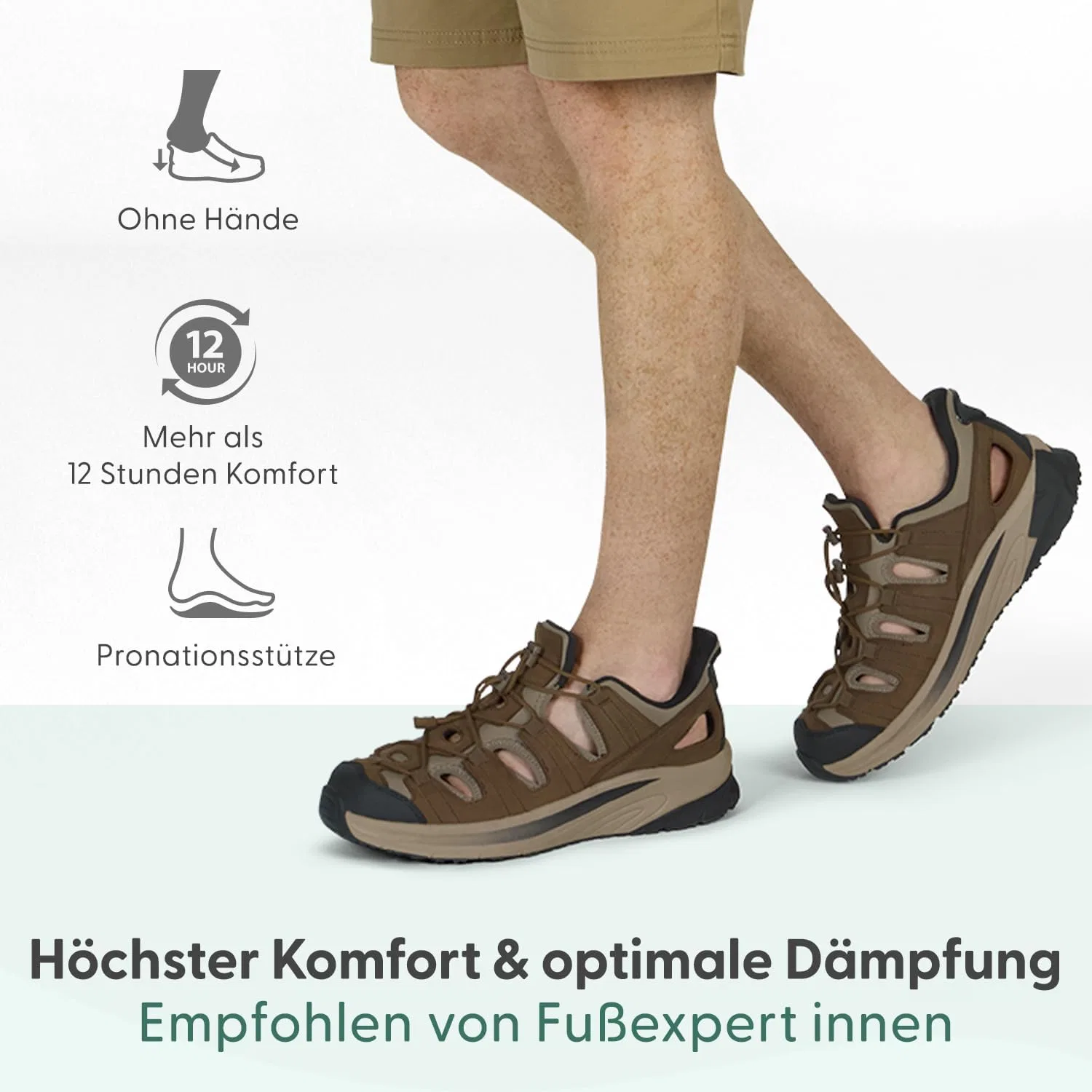 Мужские сандалии Orthofeet Saturn Handsfree Easy Slip On, Brown — фото 2