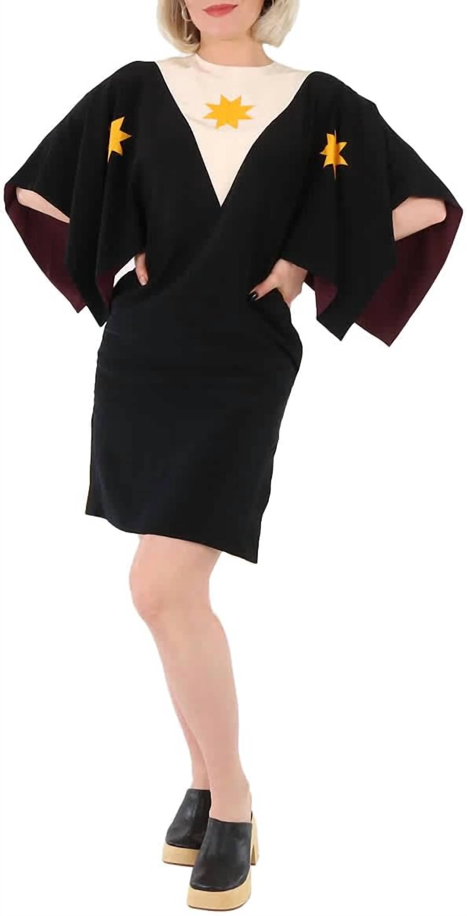 

Платье из шелкового крепдешина с рукавами-накидками черного цвета Burberry, черный