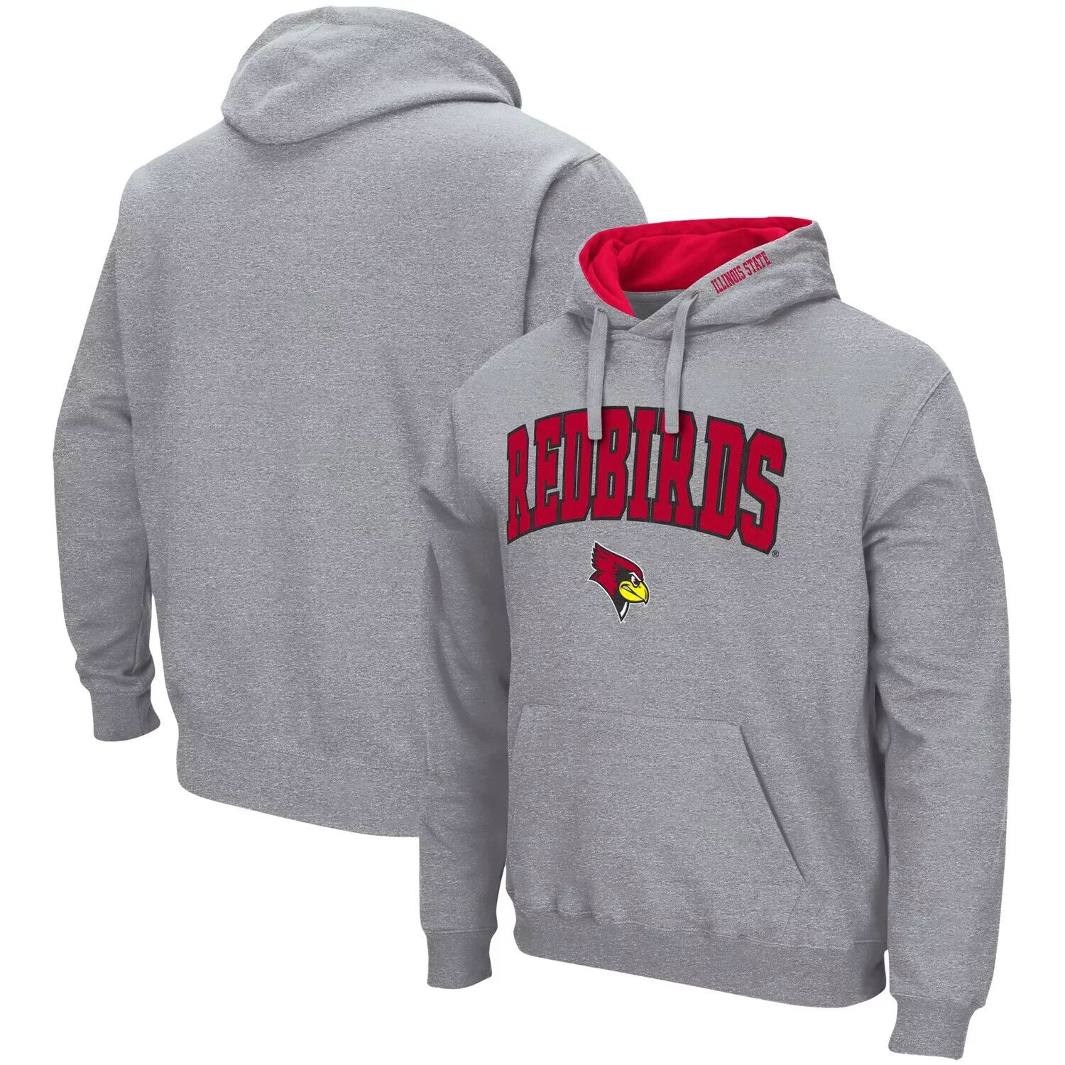 

Мужской серый пуловер с капюшоном Illinois State Redbirds Arch & Logo 3.0 Colosseum