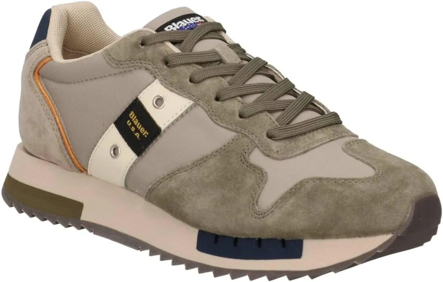 Мужские кроссовки Blauer QUEENS01 в ​​стиле милитари, бежево-зеленые, на шнуровке, замшевые — фото 2