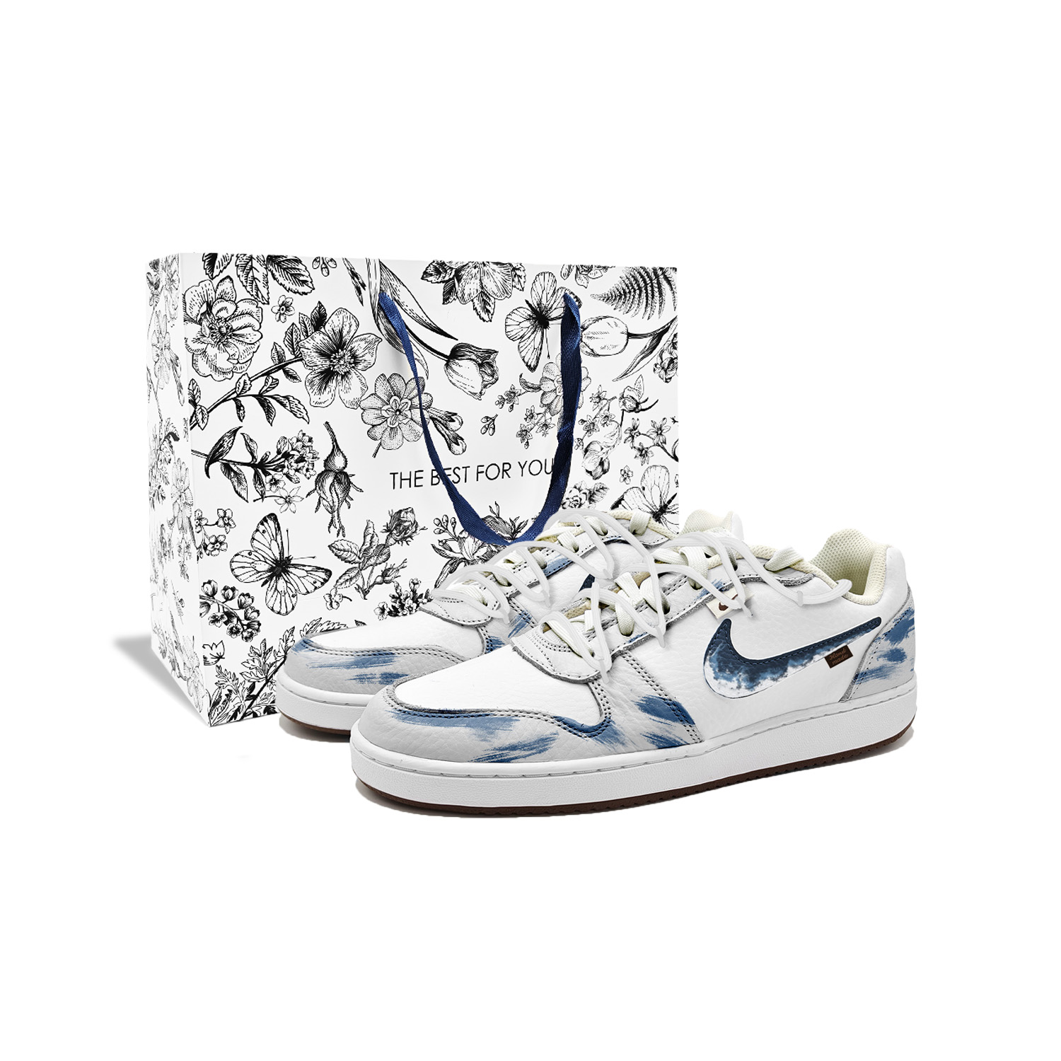 

Nike Eberson синие и белые фарфоровые износостойкие и легкие низкие кроссовки для скейтбординга мужские blue white