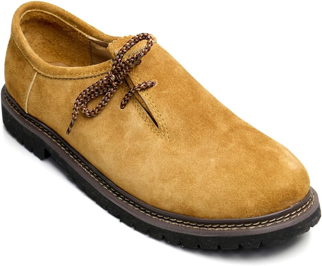 

Мужские кожаные туфли STEIGENHFER для аутентичного костюма Октоберфест - баварские хаферльшухи для мужчин - традиционные немецкие кожаные туфли с боковой шнуровкой - трахтенная обувь - разные цвета и размеры Steigenhofer Manufaktur, светло-корич...