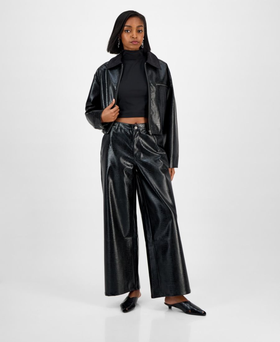 

Женские брюки из искусственной кожи с тиснением под крокодила Bar III, Croc Pu