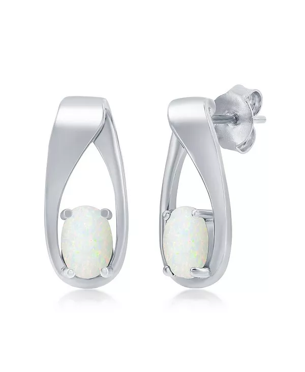 

Длинные серьги из стерлингового серебра с овальным опалом Caribbean Treasures, white