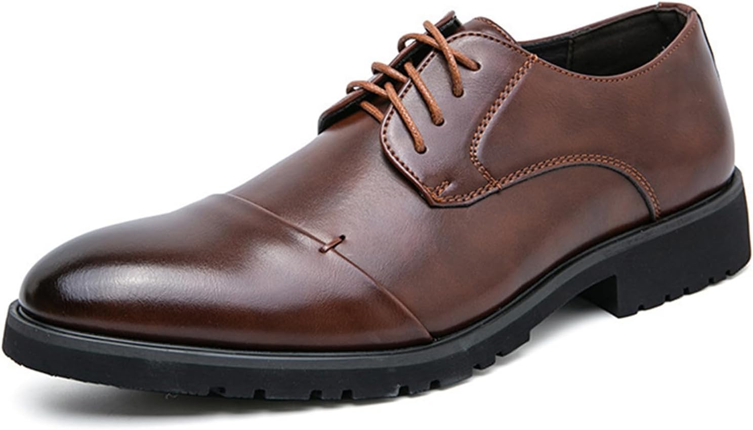 

Мужские классические оксфорды JiuQing, и деловые туфли на шнуровке из кожи, повседневная обувь, коричневый