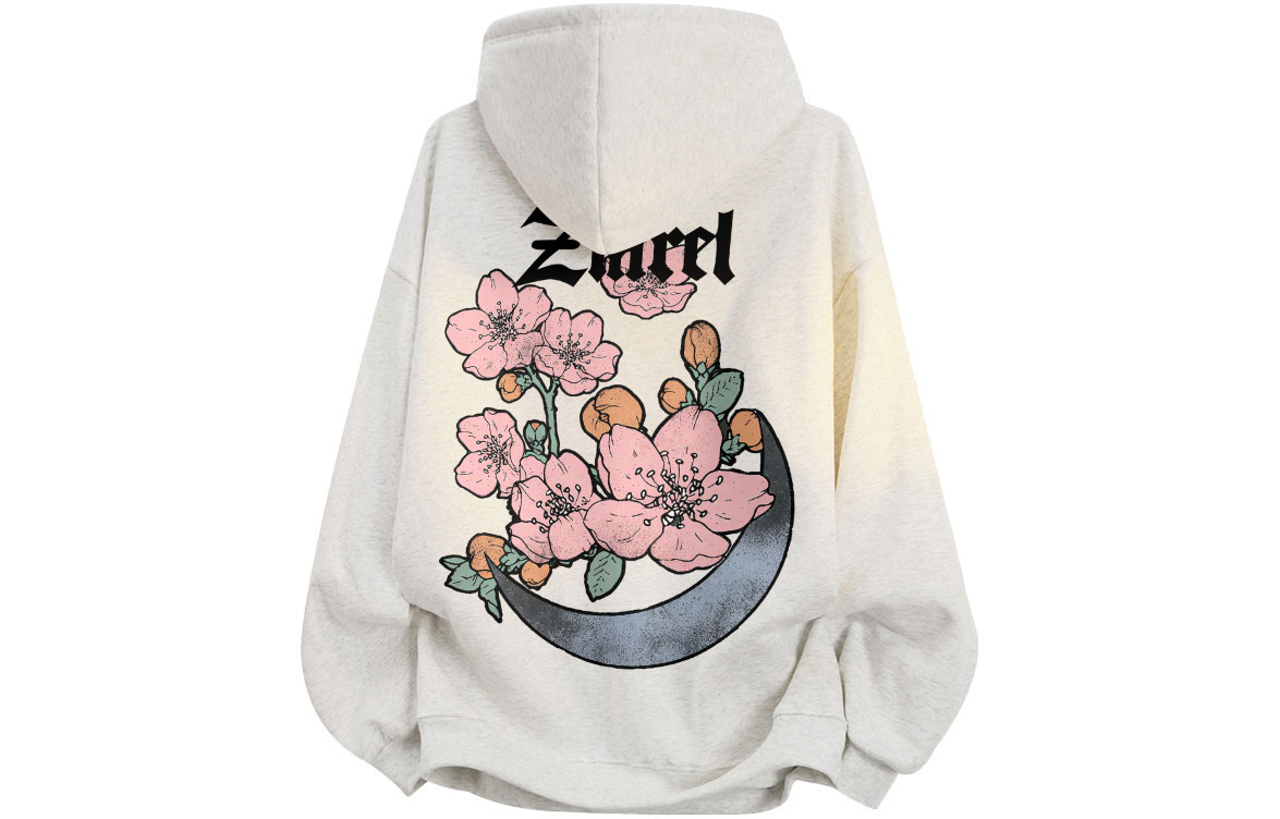 

Толстовка Unisex Hooded Moderate Heavyweight ZIAREL, белый heather серый