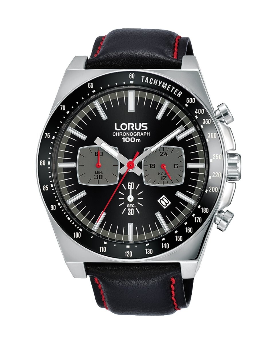 

Мужские часы Sport man RT359GX9 из кожи с черным ремешком Lorus, черный