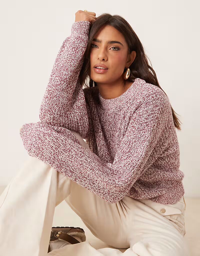 

Джемпер с круглым вырезом ASOS DESIGN из розовой крученой пряжи