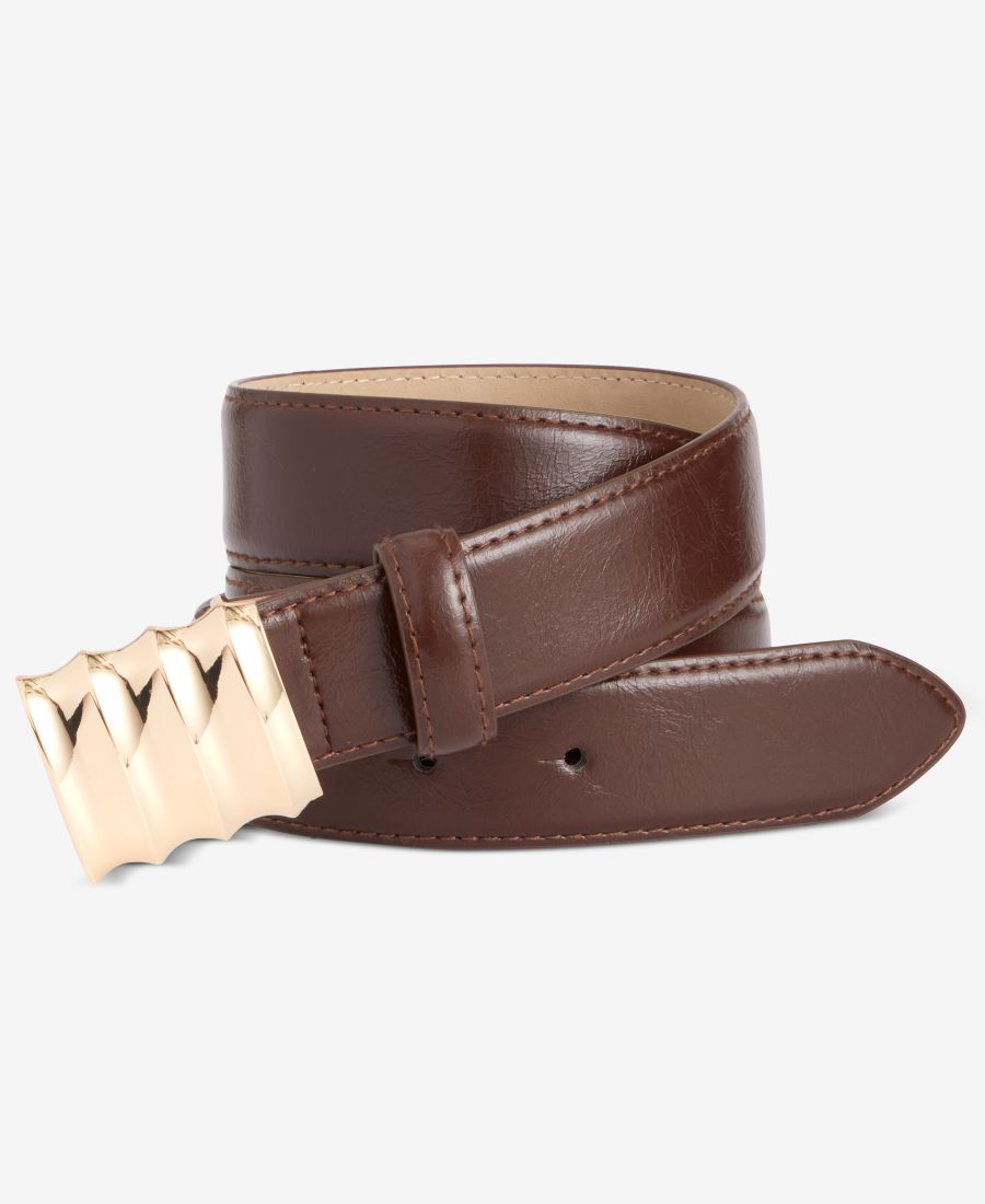 

Лакированный ремень с волнистой пряжкой, эксклюзивно для Macy's INC International Concepts, Espresso