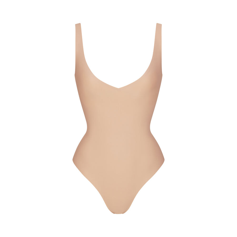 

Боди-стринги с глубоким вырезом без подкладки SKIMS Skims Body, цвет Clay