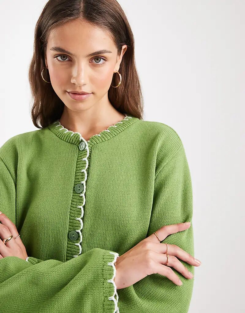 

Кардиган Miss Selfridge, связанный узором, зеленого цвета