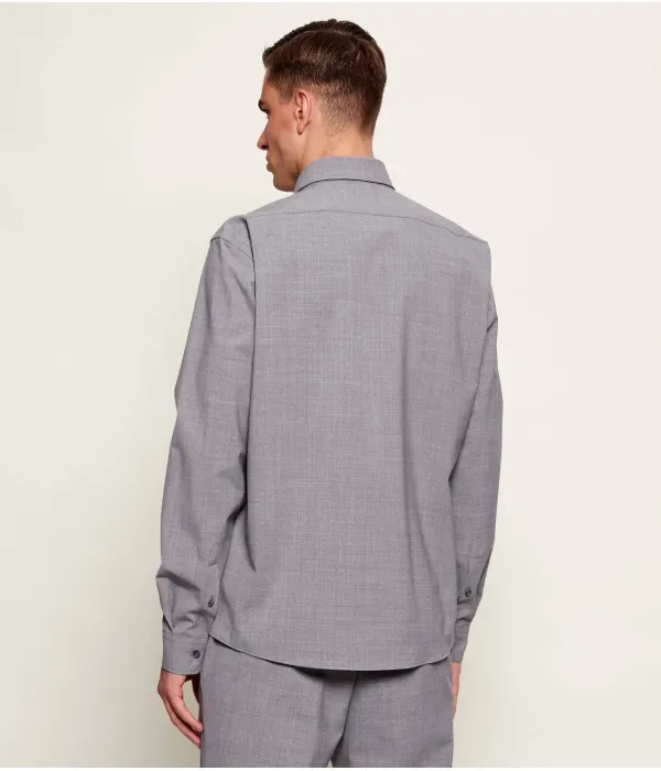 Шерстяная рубашка P-LIAM-KF-261 regular fit Boss, серый — фото 4