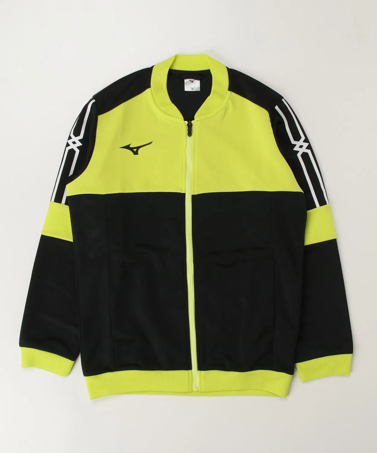 Детская джерсовая куртка Mizuno Tough Jersey Jacket, чёрный с зелёным
