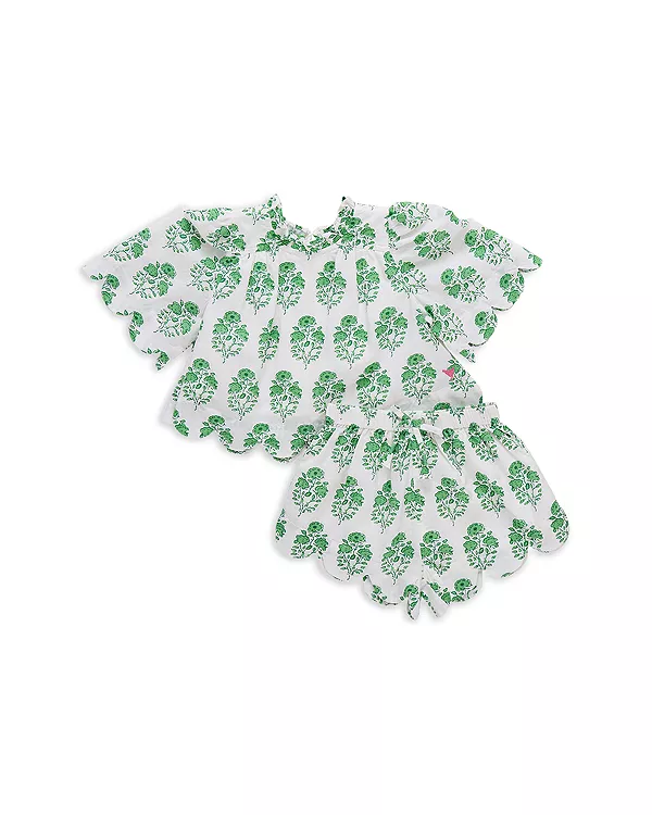 

Детский комплект «Миша»: топ с фестончатым краем и шорты. Pink Chicken, зеленый