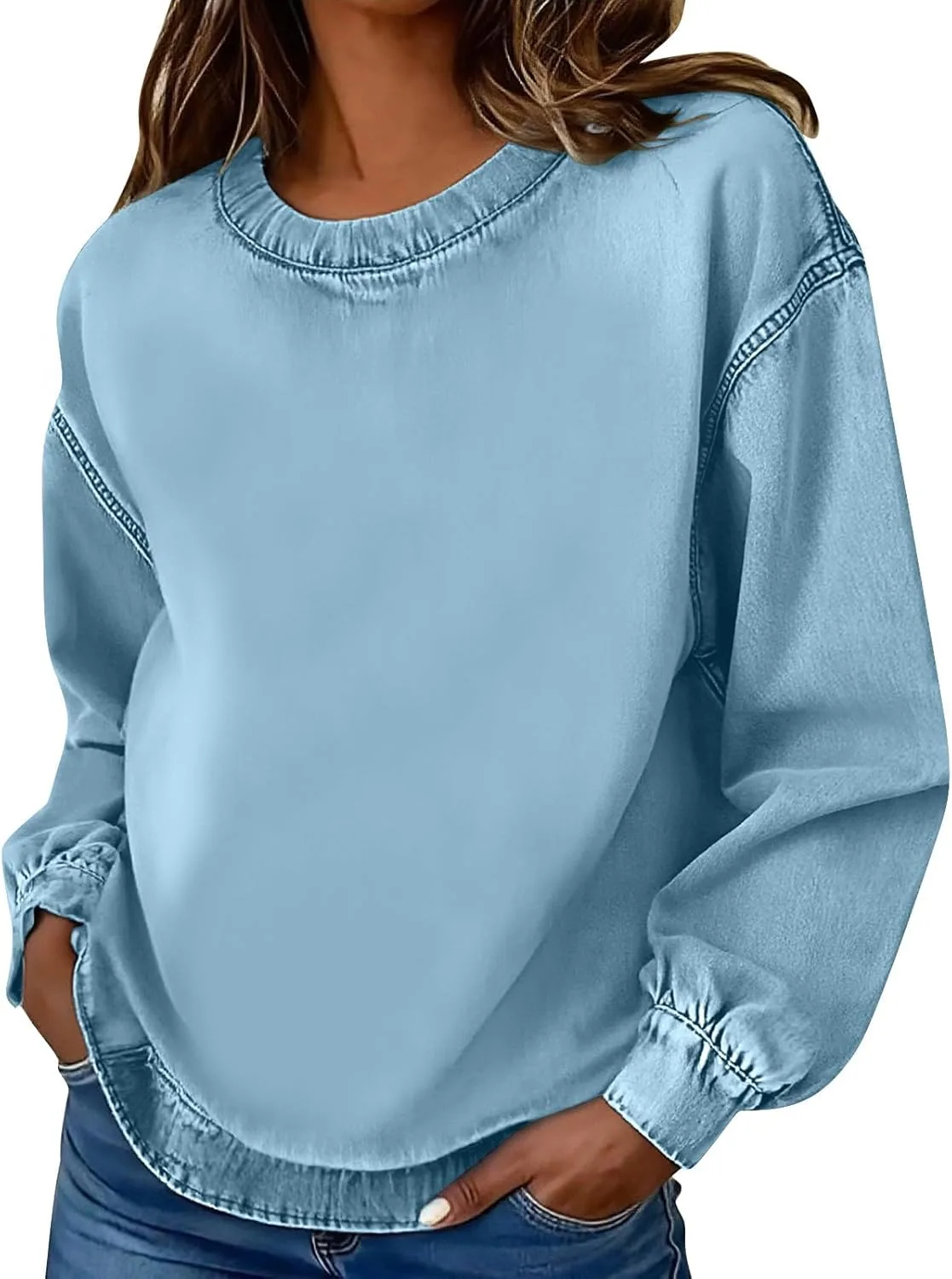 

Женский денимовый свитшот Casual Crewneck