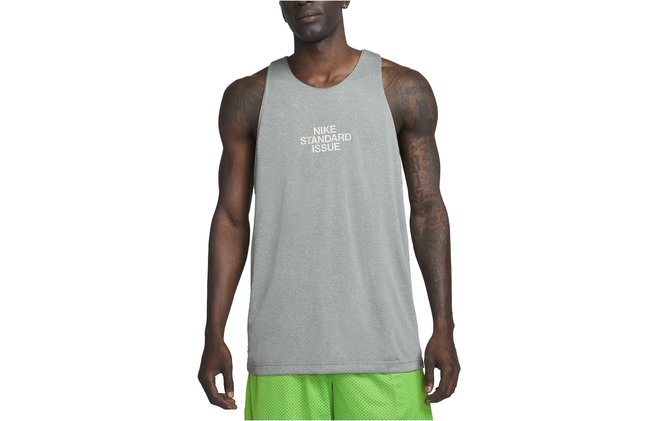 Двусторонняя быстросохнущая баскетбольная майка Nike Dri-FIT Standard Issue 'Светло-зелено-серый' — фото 3