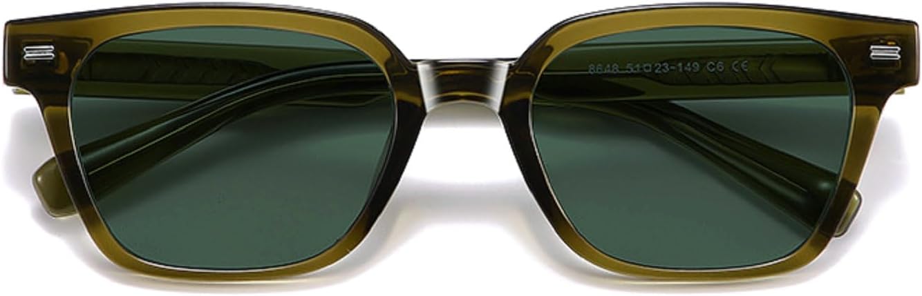 

Модные большие квадратные солнцезащитные очки для женщин с защитой от УФ-излучения UV400, в стиле ретро с заклепками, для мужчин, темно-зеленые солнцезащитные очки 8648 Melrose, Green