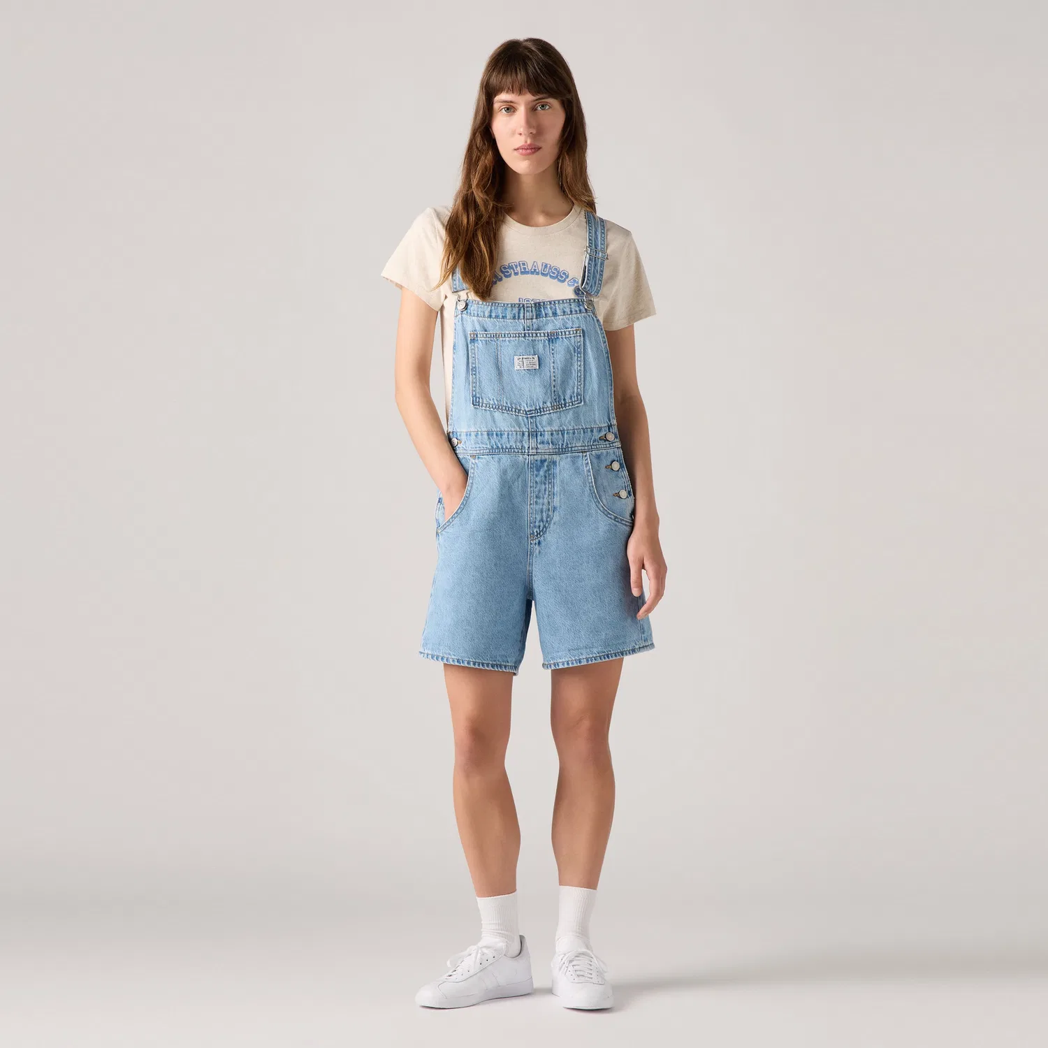 Винтажный легкий комбинезон-шорты Levi's, Medium Wash