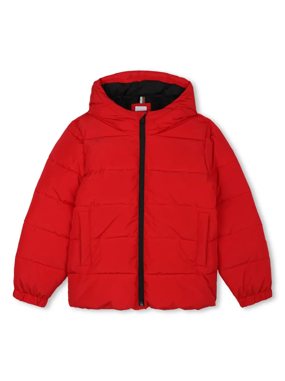 

Пуховик с капюшоном и логотипом BOSS Kidswear, красный