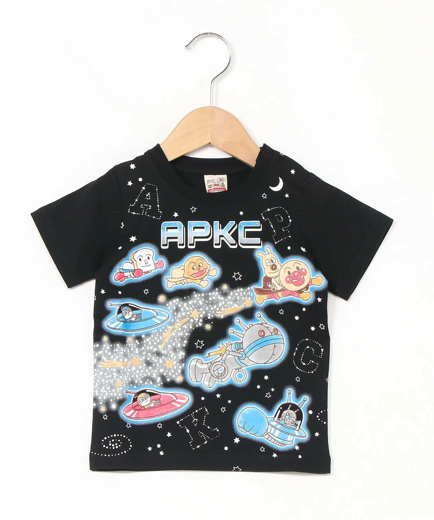 Футболка с коротким рукавом APKC/(K) с рисунком сияющей звезды Anpanman Kids Collection, black — фото 2