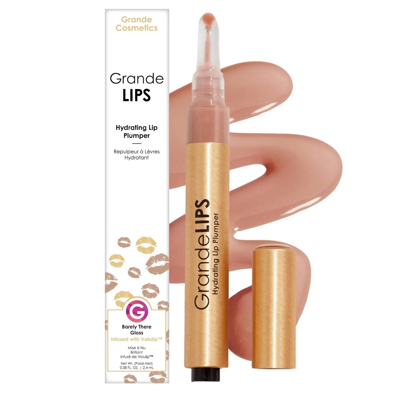 Увлажняющий бальзам для губ GrandeLIPS от Grande Cosmetics - для более полных и увлажненных губ., Barely There