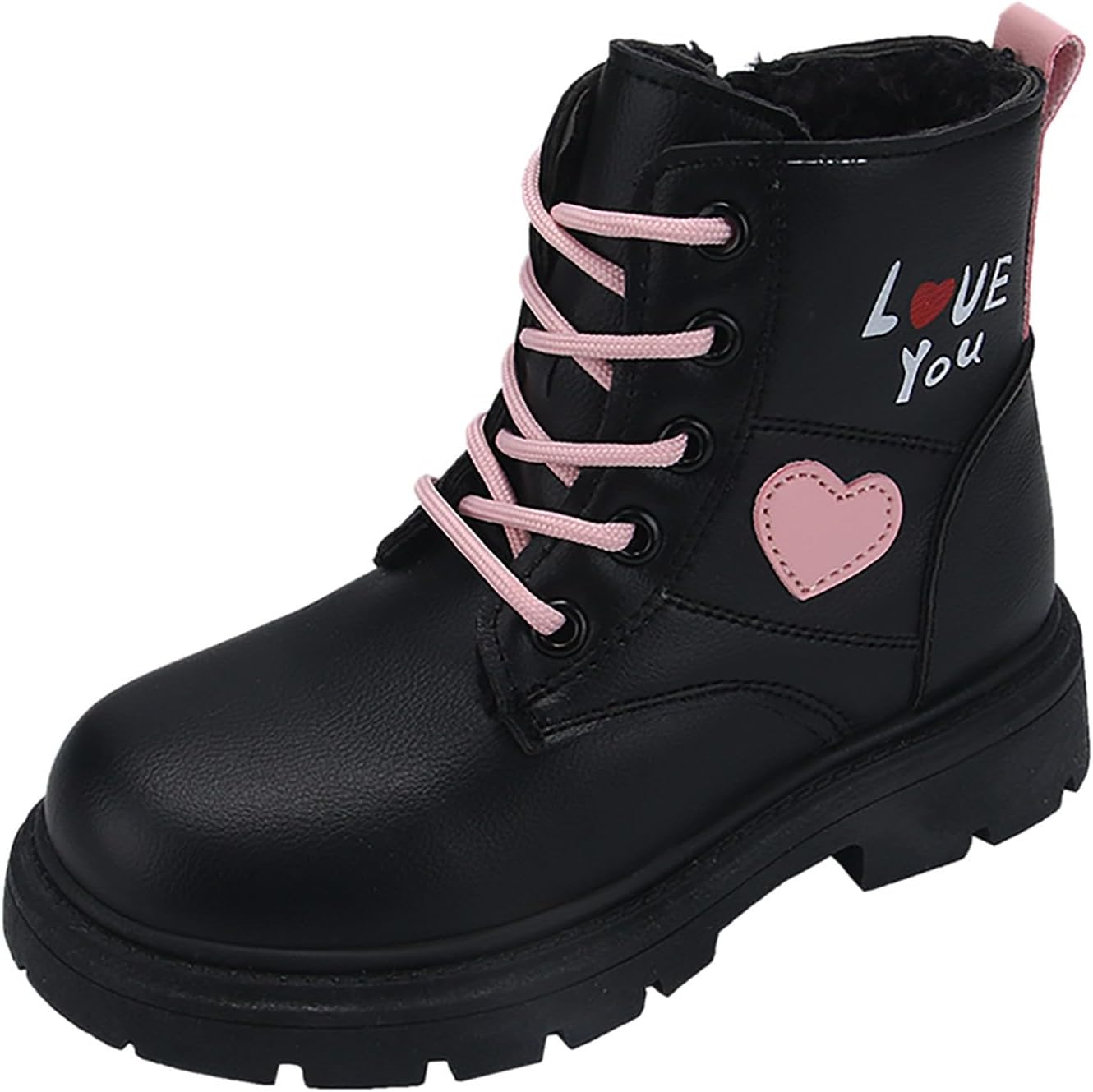 

Ботинки для девочек на шнуровке с отделкой под мех, модные зимние короткие ботинки для снега, теплые, с подошвой против скольжения, для улицы JEUROT, Black