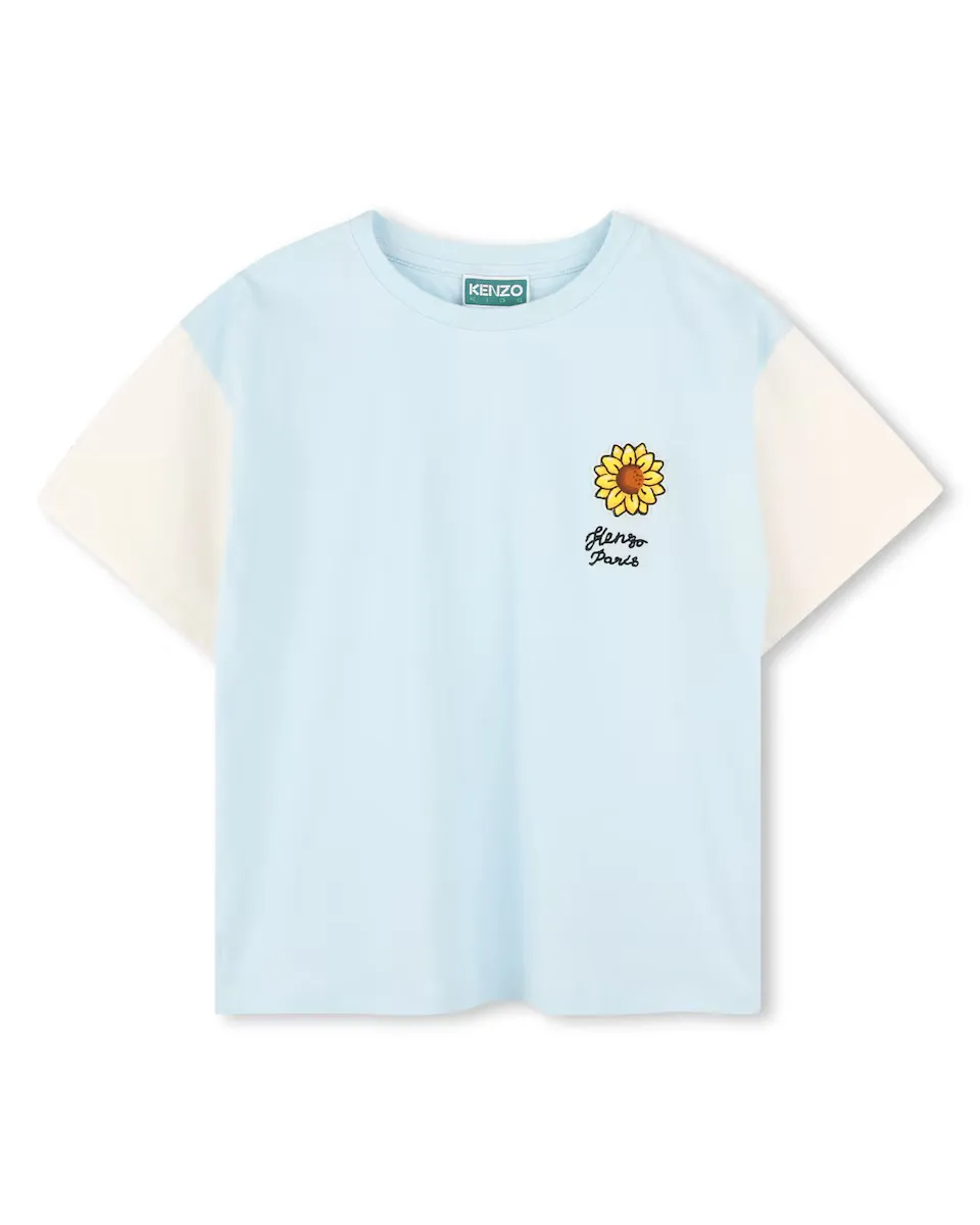 

Футболка для мальчика из хлопка синего цвета Kenzo Kids, светло-голубой