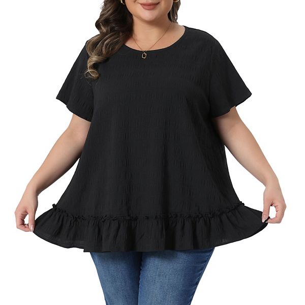 

Женская блузка с коротким рукавом и круглым вырезом свободного кроя Agnes Orinda, Black