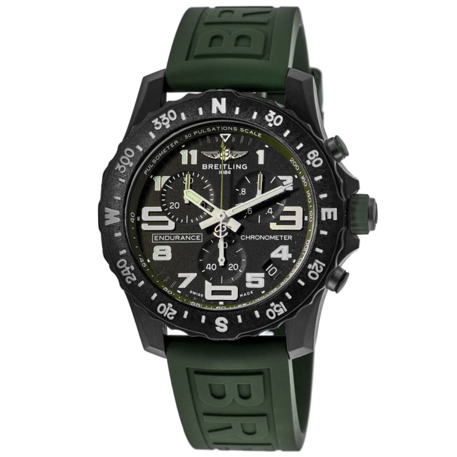 

Breitling Endurance Pro 44 кварцевый хронограф черный циферблат зеленый каучуковый ремешок мужские часы X82310D31B1S1