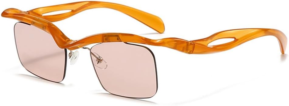 

Солнцезащитные очки прямоугольной формы без оправы для женщин и мужчин, винтажные, в стиле панк, с маленькой оправой, модные солнцезащитные очки для мужчин WNCKSQ, C7brown