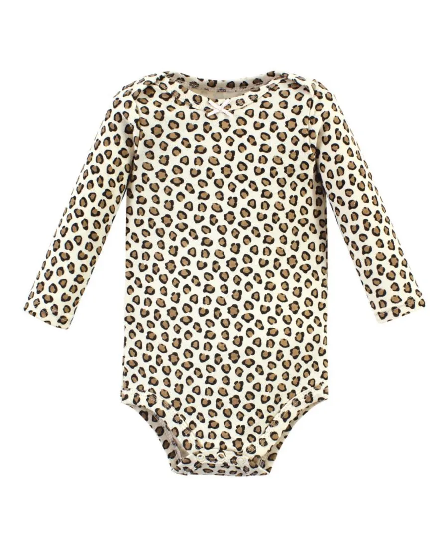 Комплект из 3 хлопковых боди с длинными рукавами Hudson Baby, леопард hearts 3 pack — фото 4