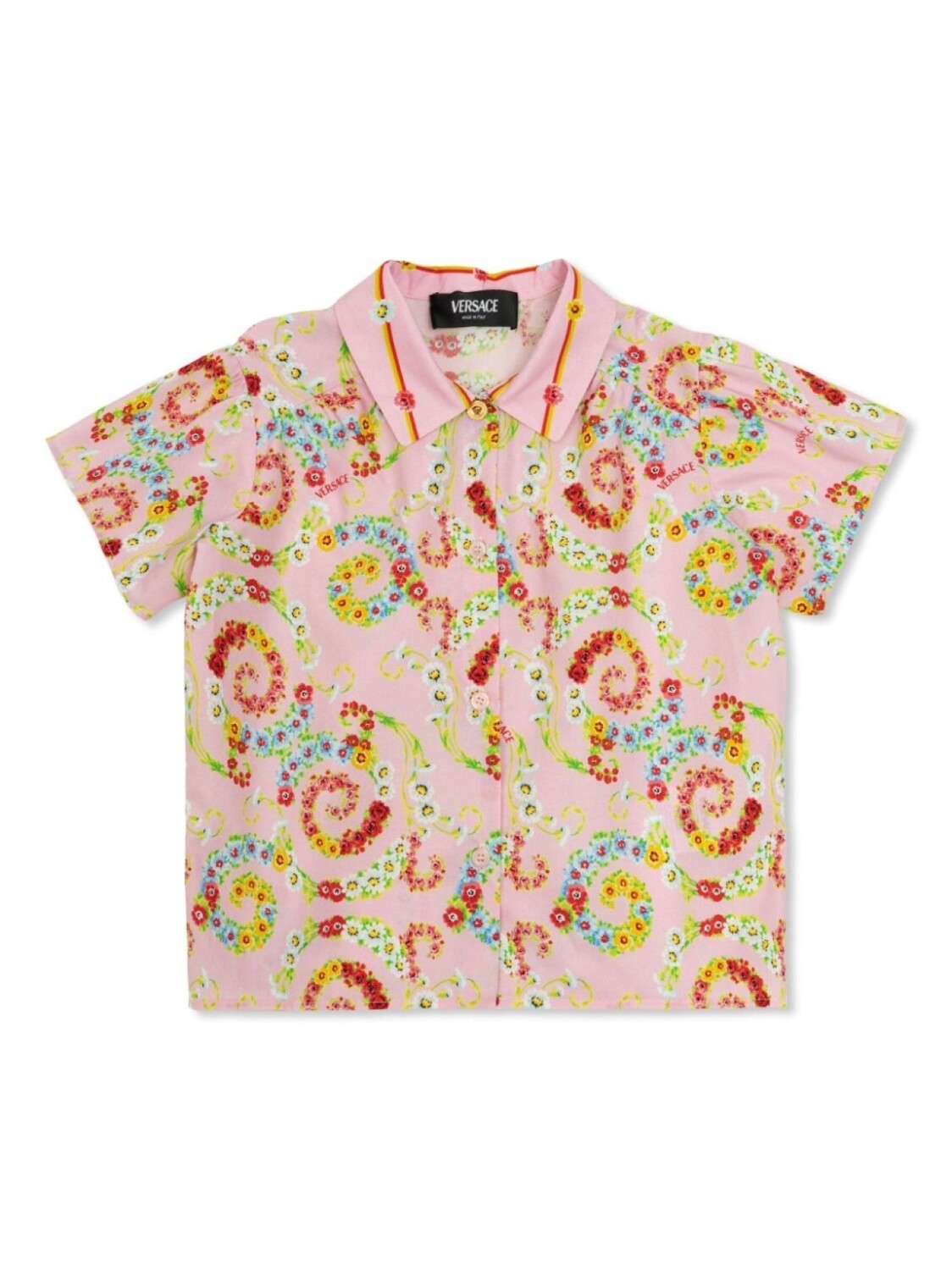 

Детская рубашка с цветочным принтом Versace Versace Kids, розовый