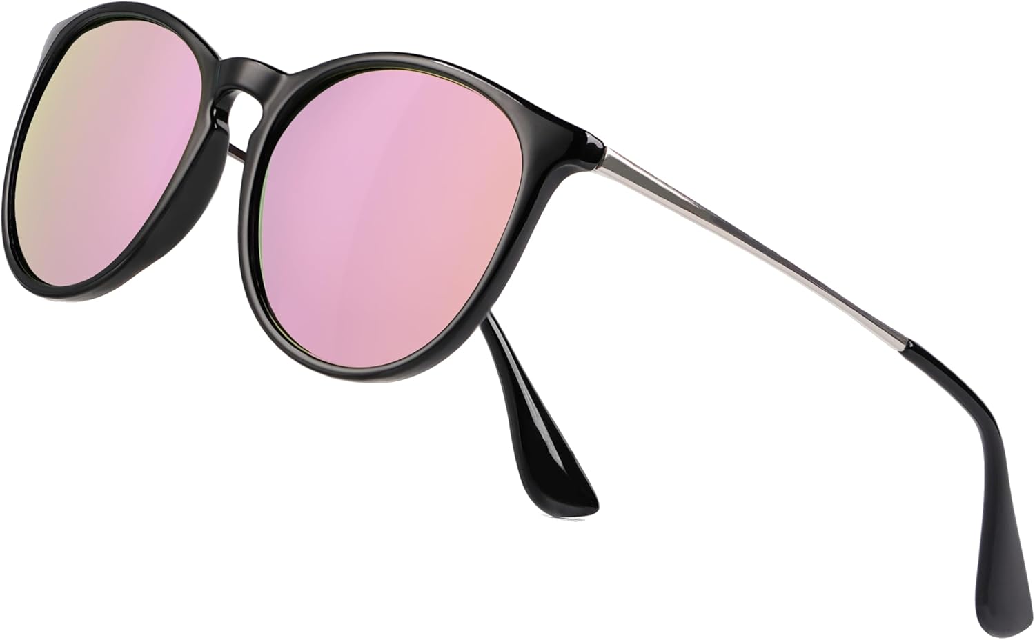 

Винтажные круглые поляризованные солнцезащитные очки для женщин и мужчин, классический ретро-стиль, модные дизайнерские солнцезащитные очки с защитой UV400 Yaserra, Black Frame(matte Finish)/Pink Lens