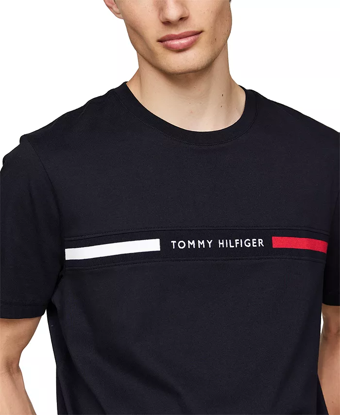 Мужская футболка с коротким рукавом и логотипом на груди Tommy Hilfiger, синий — фото 3