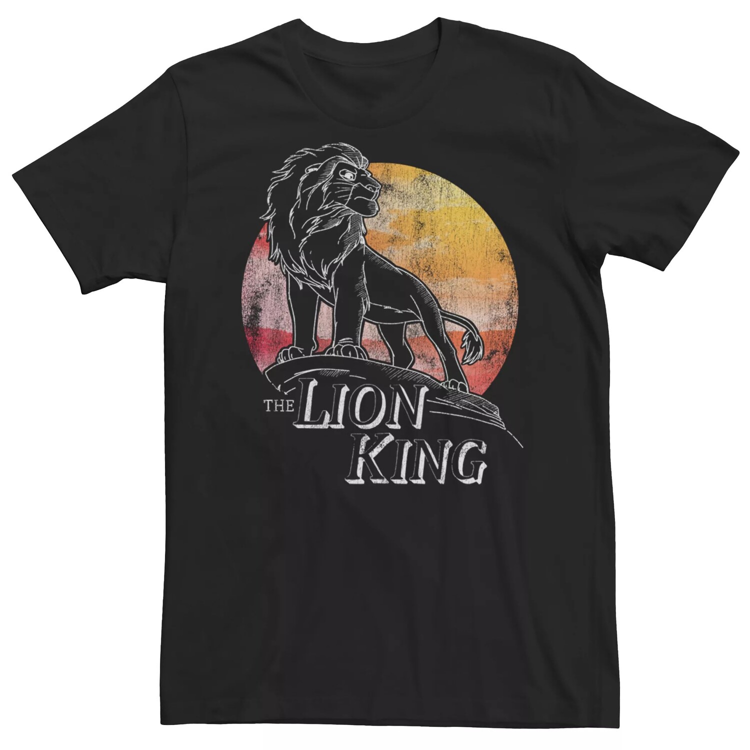 

Мужская футболка Disney's The Lion King Pride Rock с эффектом потертости Sunset Licensed Character, Черный, Мужская футболка Disney's The Lion King Pride Rock с эффектом потертости Sunset Licensed Character