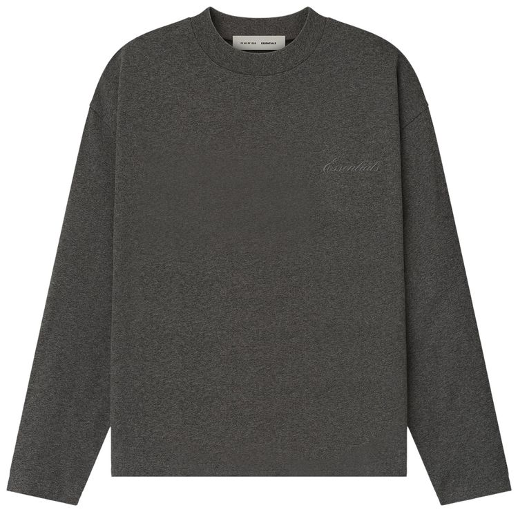 

Футболка с длинными рукавами классического кроя с вышивкой Fear of God Essentials, серый