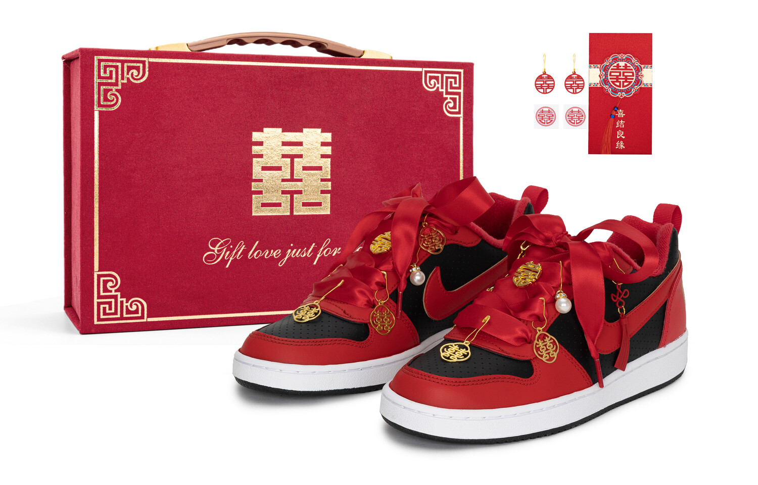 

Кроссовки Nike Court Borough Skateboarding Shoes Women's Low-top Black/Red, красный