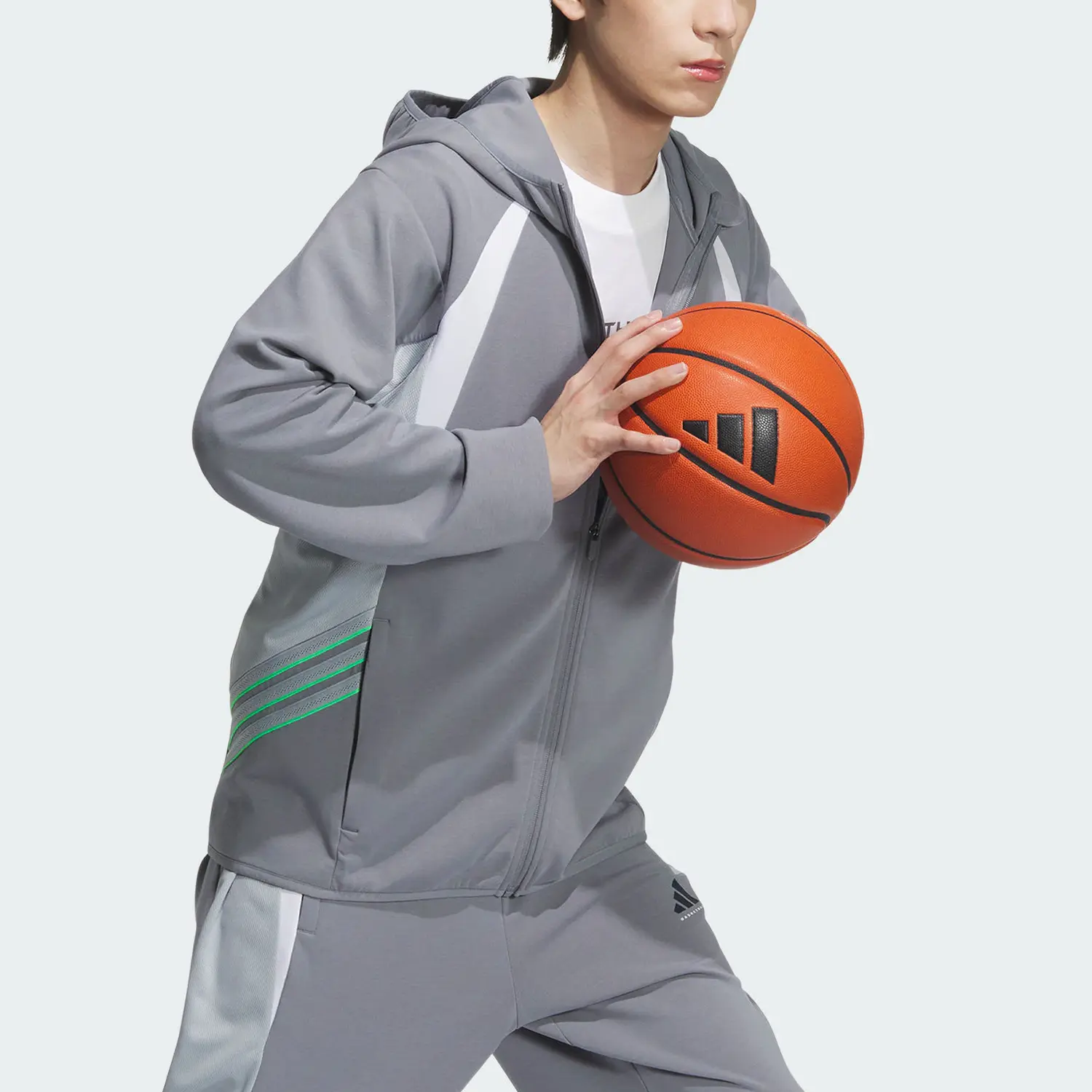 Adidas Баскетбольная куртка мужская, Light Gray/White — фото 4